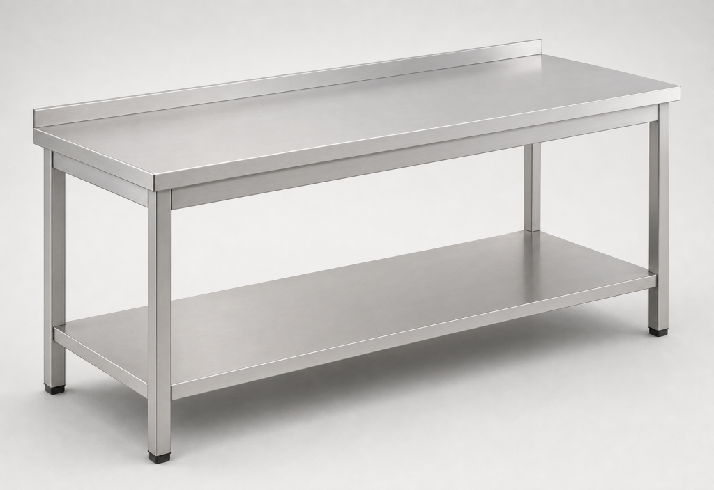 Munkaasztalok, alsó polccal, hátsó felhajtással 1000x400